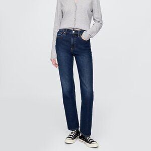 GAP High Rise 90's Straight Jeans- Dark Indigo
